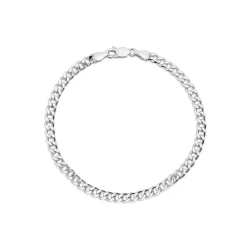 Sterling Silver Diamond Cut Curb Mens Bracelet