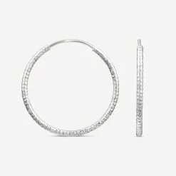 Sterling Silver Diamond Cut 20mm Hoop Earrings