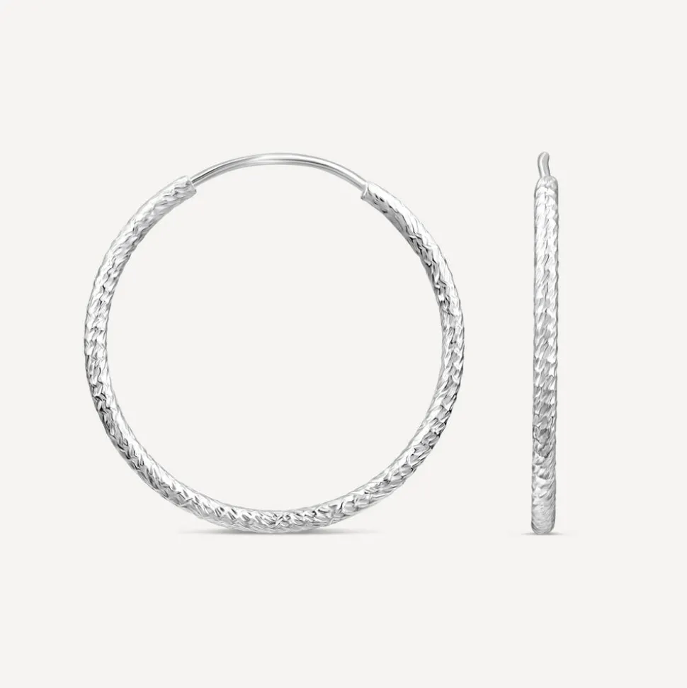 Sterling Silver Diamond Cut 20mm Hoop Earrings
