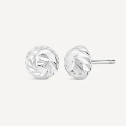 Sterling Silver Diamond Cut Small Ball Stud Earrings