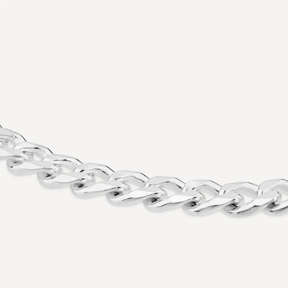 Sterling Silver Diamond Cut Curb Mens Bracelet