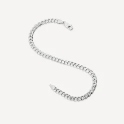 Sterling Silver Diamond Cut Curb Mens Bracelet