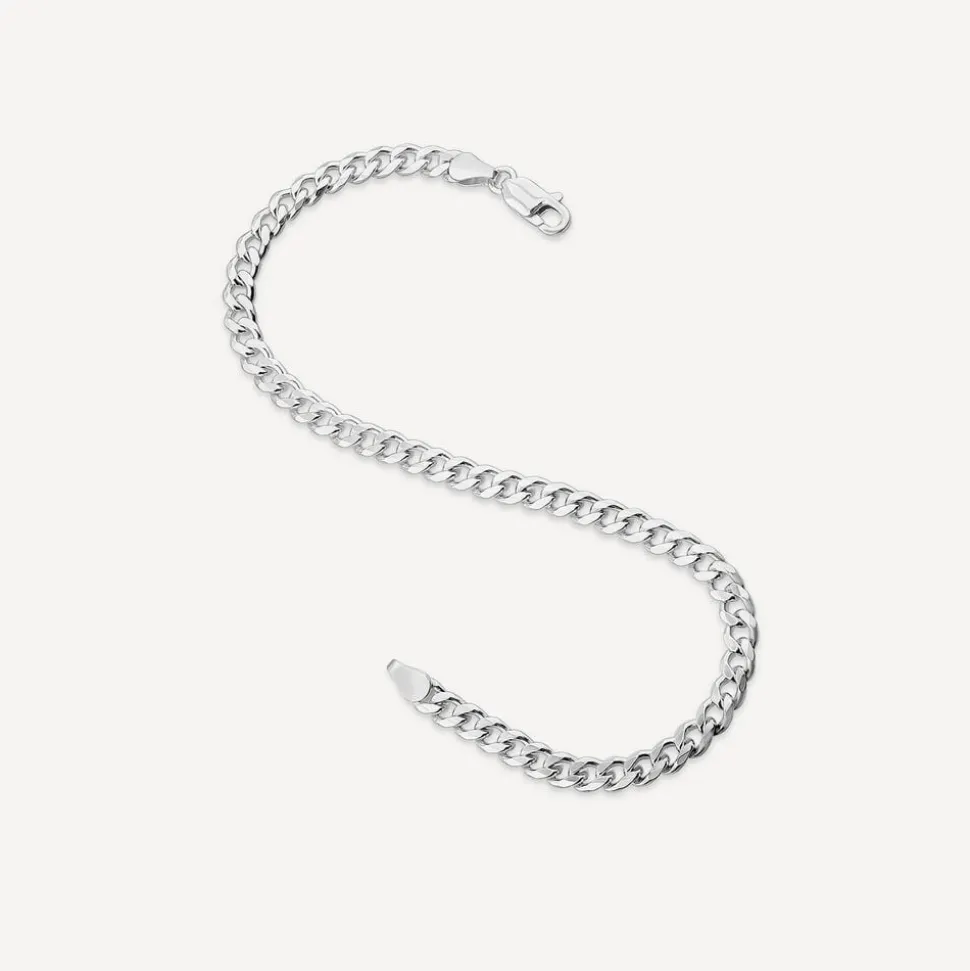 Sterling Silver Diamond Cut Curb Mens Bracelet