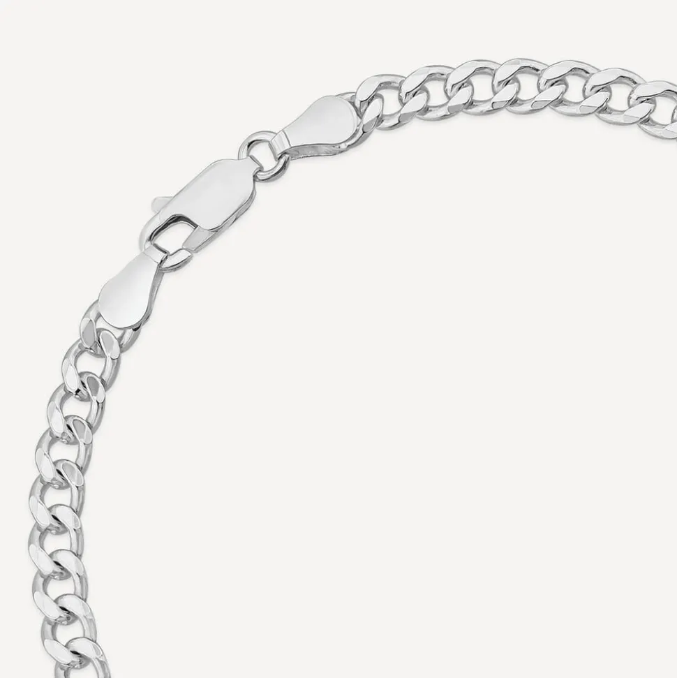 Sterling Silver Diamond Cut Curb Mens Bracelet