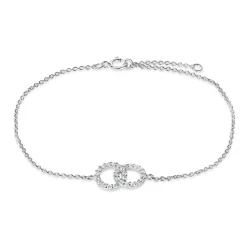 Sterling Silver Double Circle Cubic Zirconia Bracelet