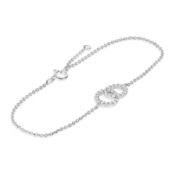 Sterling Silver Double Circle Cubic Zirconia Bracelet
