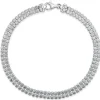 Sterling Silver Double Row Crystal Line Bracelet