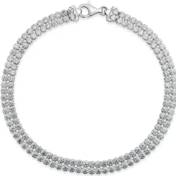 Sterling Silver Double Row Crystal Line Bracelet