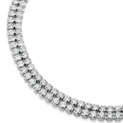 Sterling Silver Double Row Crystal Line Bracelet