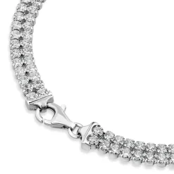 Sterling Silver Double Row Crystal Line Bracelet
