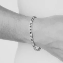 Sterling Silver Double Row Crystal Line Bracelet