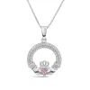 Sterling Silver February Birthstone Pave Cubic Zirconia Claddagh Pendant
