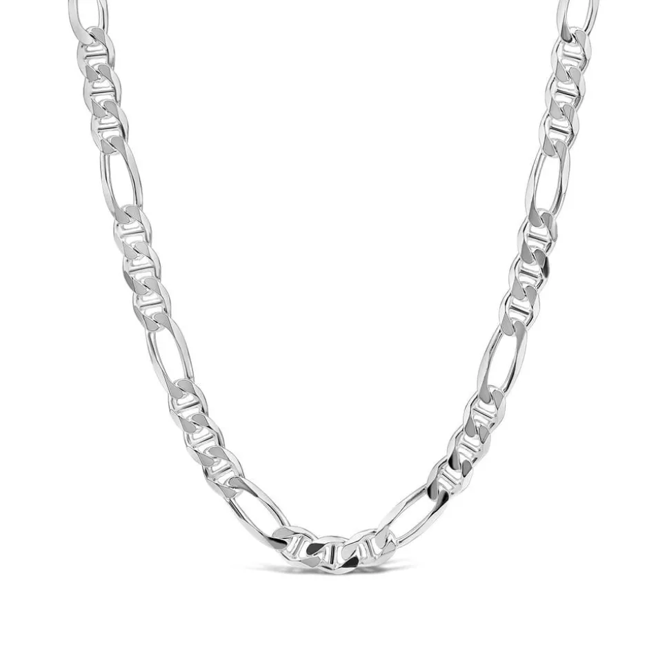 Sterling Silver Figaro 22' Mens Chain Necklace