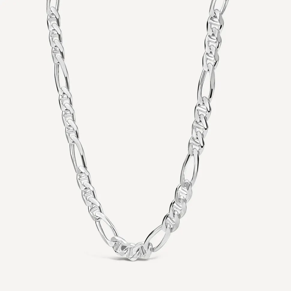 Sterling Silver Figaro 22' Mens Chain Necklace