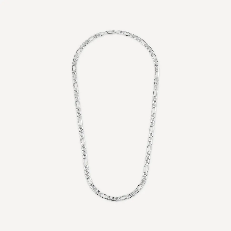Sterling Silver Figaro 22' Mens Chain Necklace