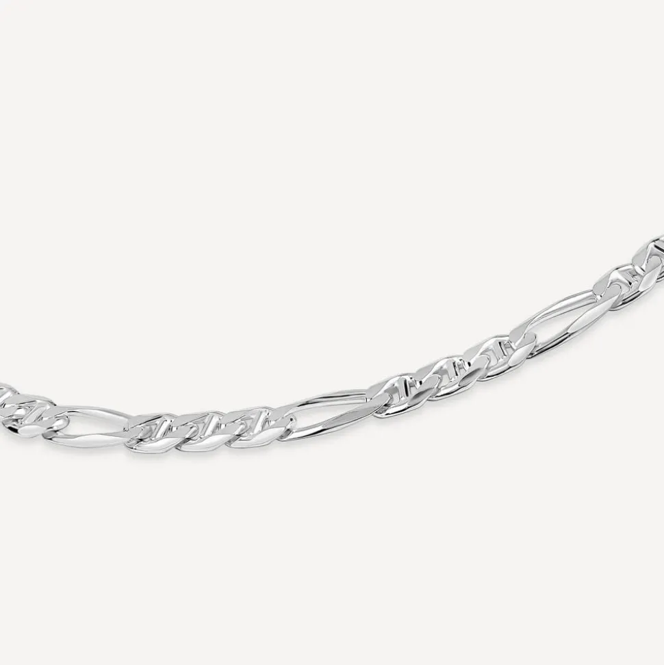 Sterling Silver Figaro 22' Mens Chain Necklace