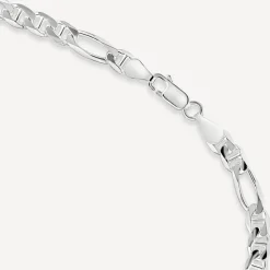 Sterling Silver Figaro 22' Mens Chain Necklace