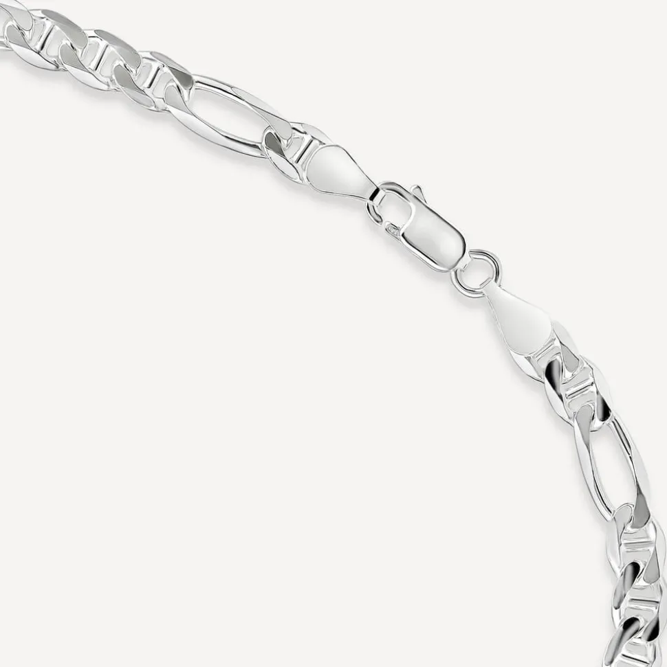 Sterling Silver Figaro 22' Mens Chain Necklace