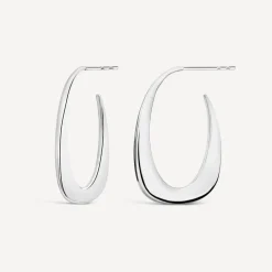 Sterling Silver Flat Open Hoop Earrings