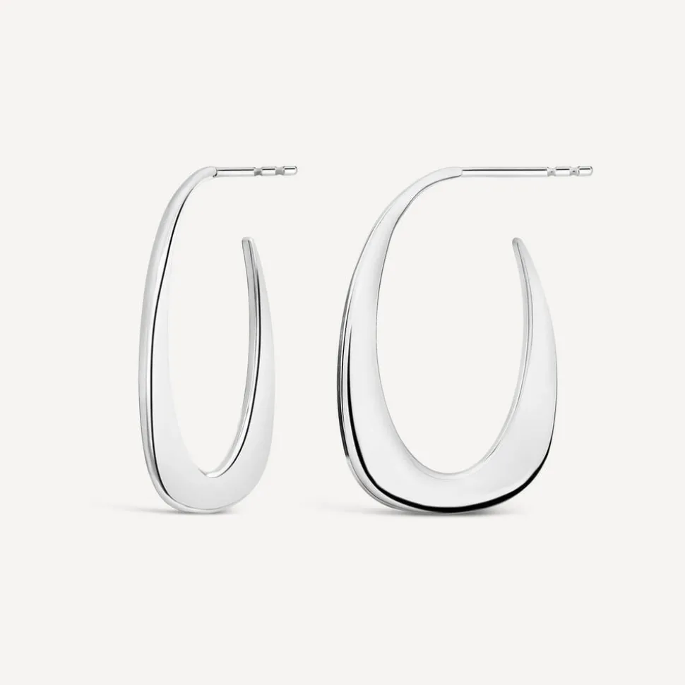 Sterling Silver Flat Open Hoop Earrings