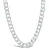Sterling Silver Flat Square Curbed Men's Necklace