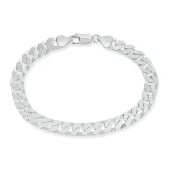 Sterling Silver Flat Square Curbed Men's Bracelet