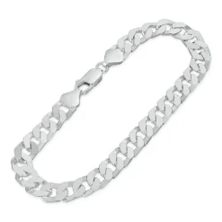 Sterling Silver Flat Square Curbed Men's Bracelet