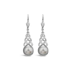 Sterling Silver Fresh Water Pearl Celtic Knot Drop Earrings