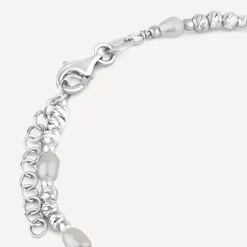 Sterling Silver Freshwater Beaded Pearl Bracelet