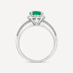 Sterling Silver Green Centre Stone & Cubic Zirconia Shoulders Ring
