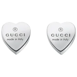 Sterling Silver Gucci Trademark Heart Stud Earrings