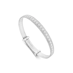 Sterling Silver Heart Design Baby Bangle