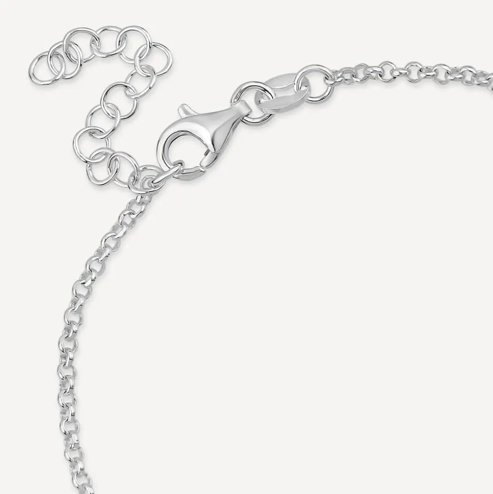 Sterling Silver Heart Drop Pendant Ball Chain Bracelet