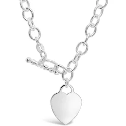 Sterling Silver Heart Plain Ladies Pendant On Chain