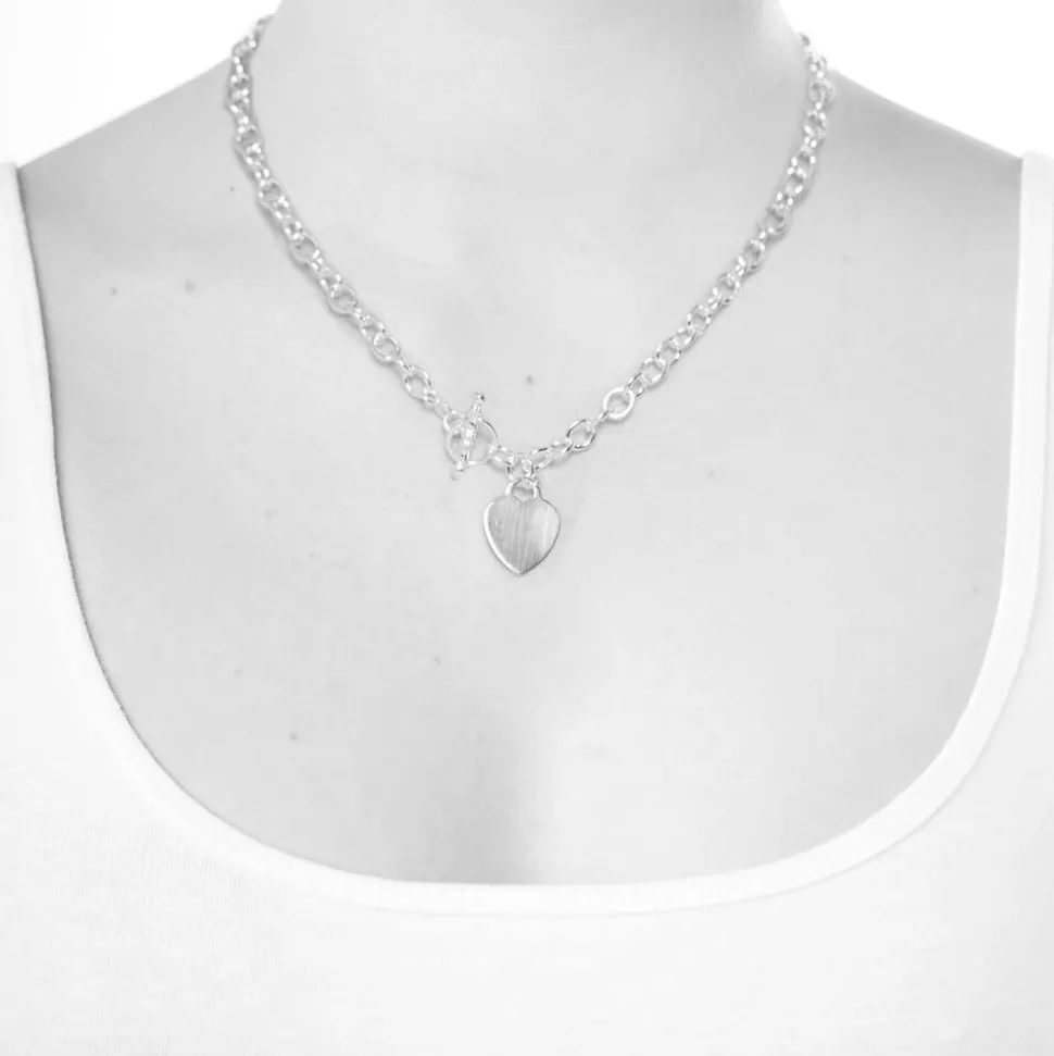 Sterling Silver Heart Plain Ladies Pendant On Chain