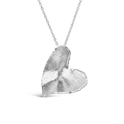 Sterling Silver Heart Shaped Hammered & Brushed Finish Pendant