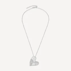 Sterling Silver Heart Shaped Hammered & Brushed Finish Pendant
