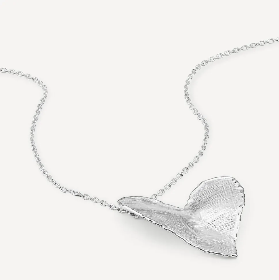 Sterling Silver Heart Shaped Hammered & Brushed Finish Pendant