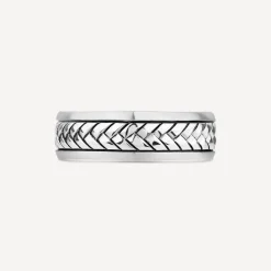 Sterling Silver Herringbone Square Ring