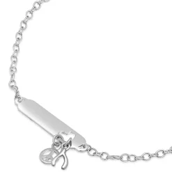Sterling Silver Identity Bracelet With Peace and Wish-Bone Symbol