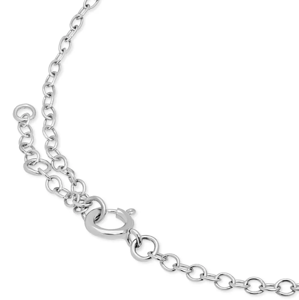Sterling Silver Identity Bracelet With Peace and Wish-Bone Symbol
