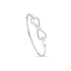 Sterling Silver Infinity Pave Cubic Zirconia & Polished Bangle