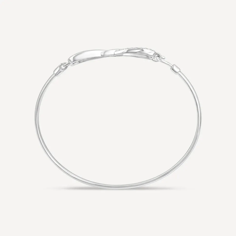 Sterling Silver Infinity Pave Cubic Zirconia & Polished Bangle