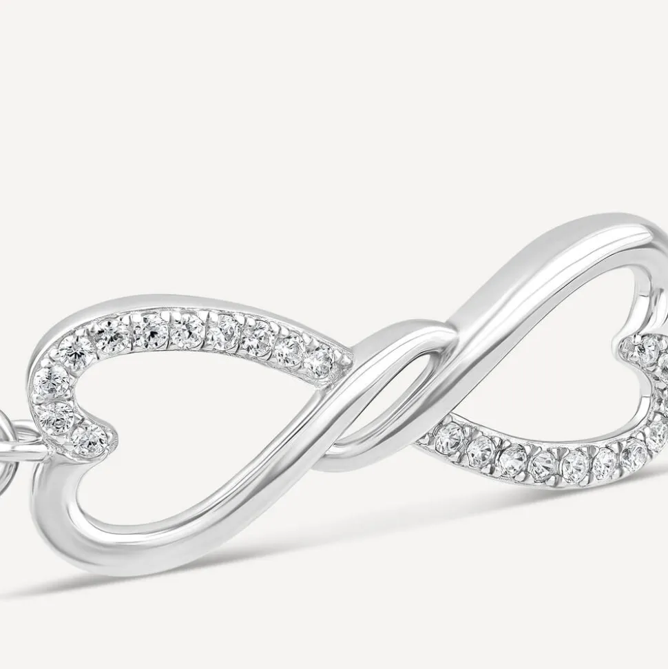 Sterling Silver Infinity Pave Cubic Zirconia & Polished Bangle