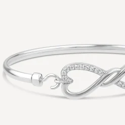 Sterling Silver Infinity Pave Cubic Zirconia & Polished Bangle