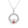 Sterling Silver January Birthstone Pave Cubic Zirconia Claddagh Pendant