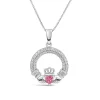 Sterling Silver July Birthstone Pave Cubic Zirconia Claddagh Pendant