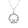 Sterling Silver June Birthstone Pave Cubic Zirconia Claddagh Pendant