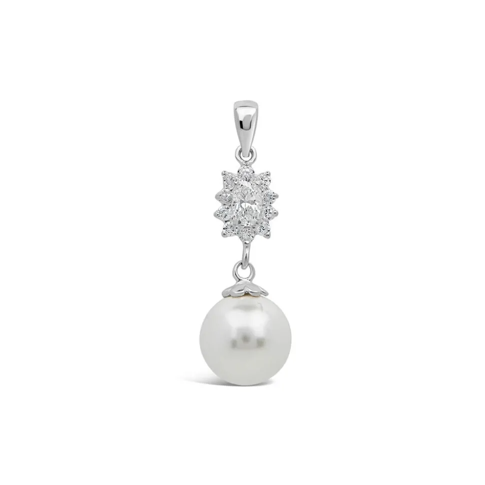 Sterling Silver Marquis Cluster Pearl Drop Pendant
