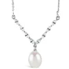 Sterling Silver Marquis Cubic Zirconia With Forward Drop Necklet